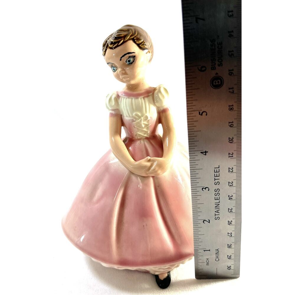 Vintage Porcelain Holland Girl In Pink Ball Gown 7” Tall 6” Long - Picture 7 of 7